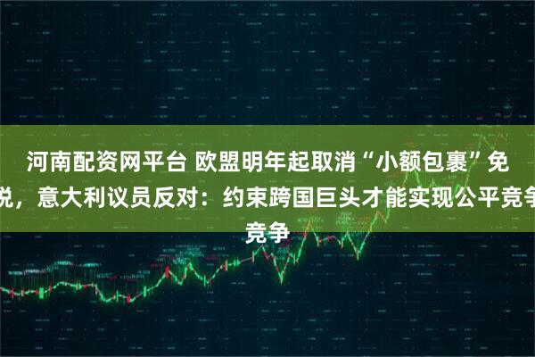 河南配资网平台 欧盟明年起取消“小额包裹”免税，意大利议员反对：约束跨国巨头才能实现公平竞争